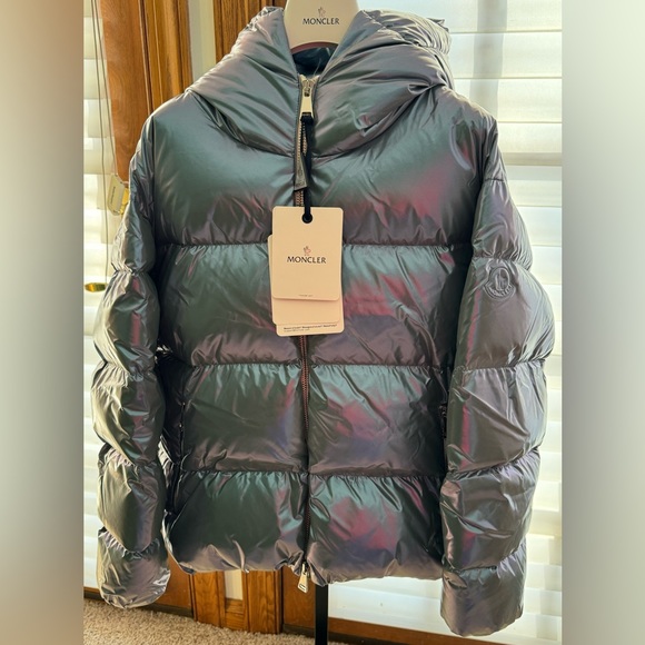 NWT Moncler Frasne Short Down Jacket - 700 Iridescent Blue - Picture 5 of 16